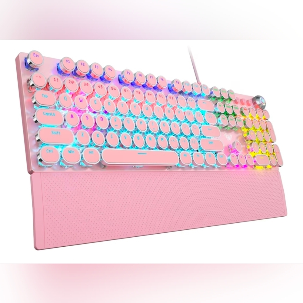 AULA F2088 Typewriter Style Mechanical Gaming Keyboard,Rainbow LED Backlit,Remov
